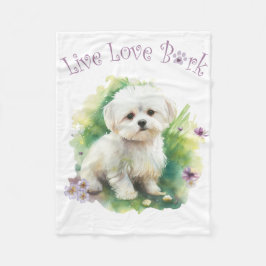 Blommigten Bichon Hund Mamma Fleecefilt