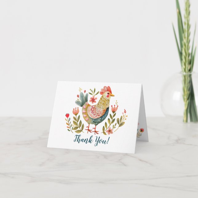 Blommigten Bird i Bright Folk Art Farm Tack Kort (Framsida)