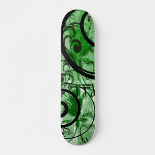 Blommigten Blå och Grönt Swirls Grunge Mini Skateboard Bräda 18,7 Cm
