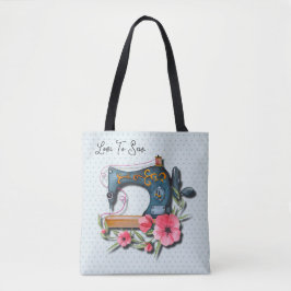 Blommigten Blå Orange Syed Maskin Sticka Tygkasse