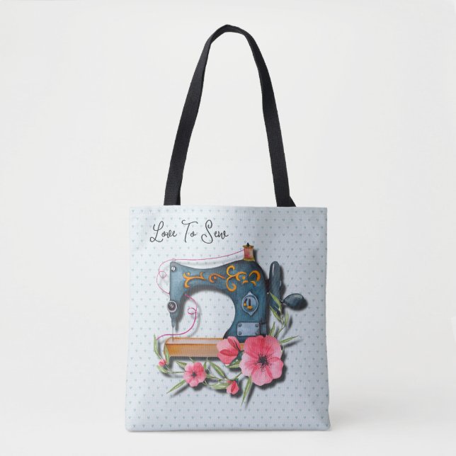 Blommigten Blå Orange Syed Maskin Sticka Tygkasse (Framsida)