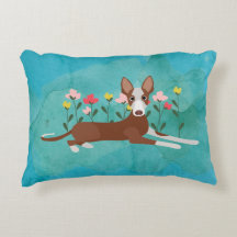 Blommigten Blå vattenfärg Podenco Hund