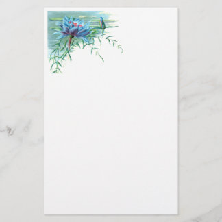 Blommigten Blå Vintage Brevpapper
