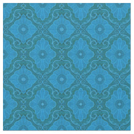 blommigten "Blåa blommor" arabesque, handdragen mö Tyg