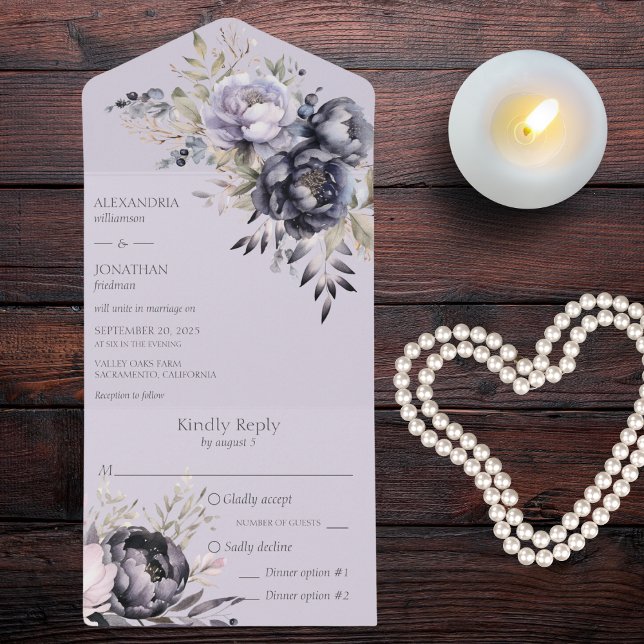Blommigten Black and Lavender (Also available with QR code. )