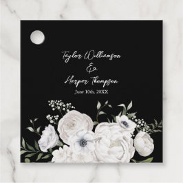 Blommigten Black and White Elegant Bouquet Modern Gåvor Etiketter