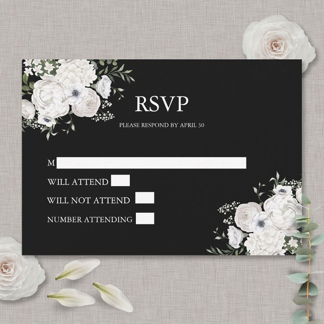 Blommigten Black and White Elegant Bouquet Modern OSA Kort (Skapare uppladdad)