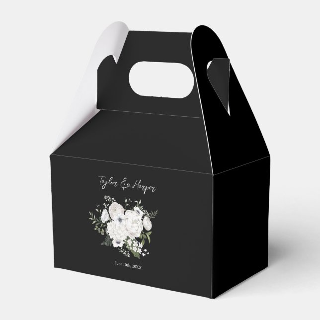 Blommigten Black and White Elegant Bouquet Modern Presentaskar (Framsidan Sidan)