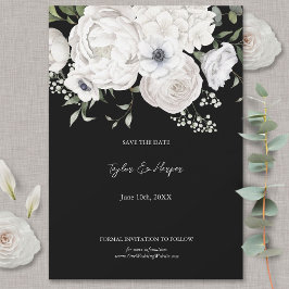 Blommigten Black and White Elegant Bouquet Modern Spara Datumet