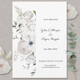 Blommigten Black and White Elegant Bouquet Modern Spara Datumet