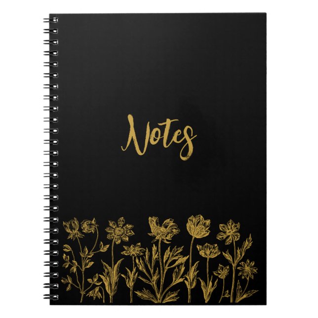 Blommigten Black & Guld Anteckningsbok (Framsidan)