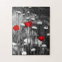 Blommigten Black White Red Poppies Flower Art-mall