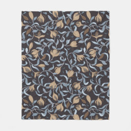 Blommigten Blått och Guld Fleecefilt