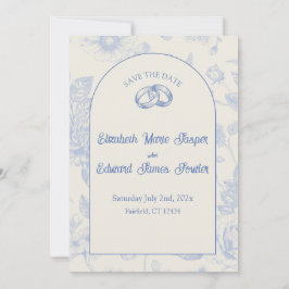 Blommigten Blommigt för blått Fransk Spara datum i Inbjudningar