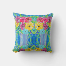 blommigten "Bloom in Färg" Abstrakt Pillow