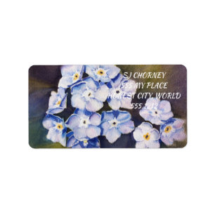 Blommigten BLUE GLÖMMA MIG NOTS Adressetikett