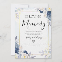 Blommigten Blue Guld i Loving Memory Bröllop Card