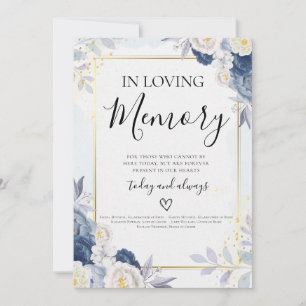Blommigten Blue Guld i Loving Memory Bröllop Card