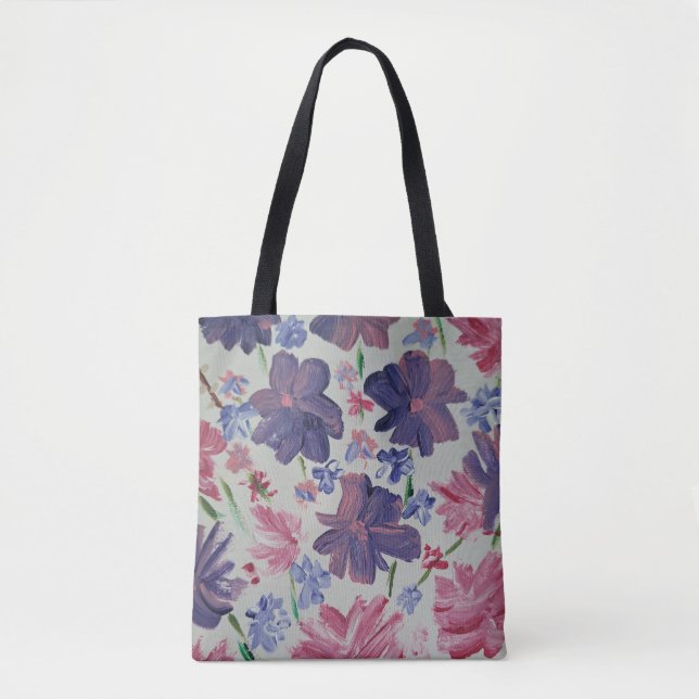 Blommigten Blue Måne Ro Tote Bag Tygkasse (Framsida)