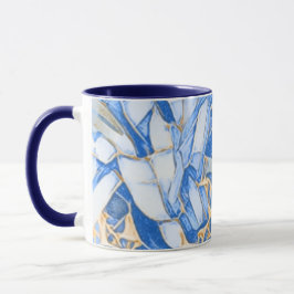 Blommigten Blue och Faux Guld Mugg