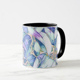 Blommigten Blue och Faux Guld Mugg