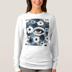 Blommigten Blue Öga och Lash Boho T Shirt
