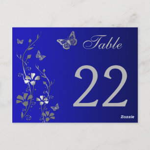Blommigten Blue Silver med Bordsnumret Butterflies Vykort