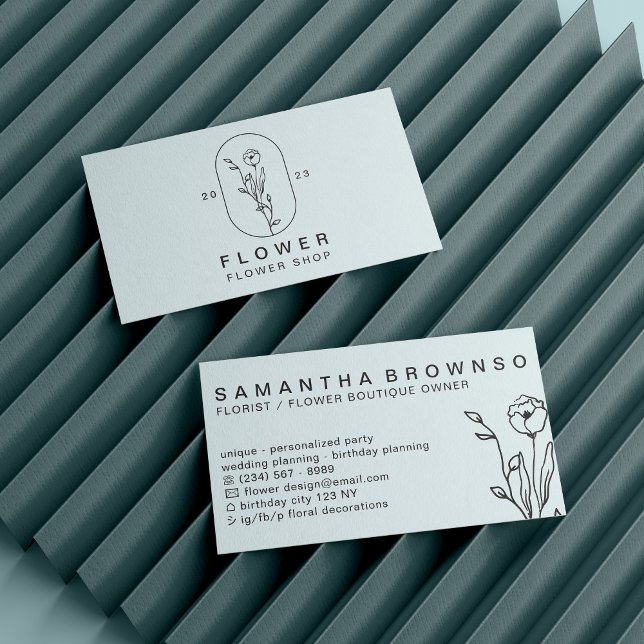 Blommigten Blue Soft Elegant Girly Flower Florist Visitkort (Skapare uppladdad)