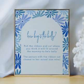 Blommigten Blue & Teal Retro Hur stort är filmspel Poster