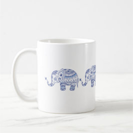 Blommigten Blue Tones Glitter Elephant Design Kaffemugg