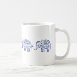Blommigten Blue Tones Glitter Elephant Design Kaffemugg
