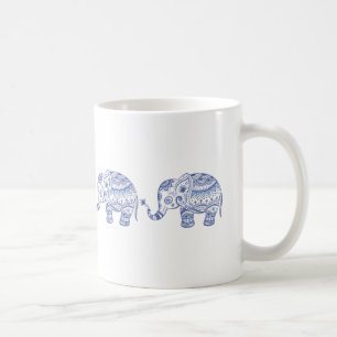Blommigten Blue Tones Glitter Elephant Design Kaffemugg