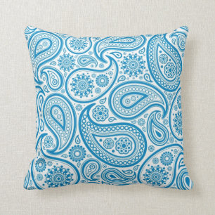 Blommigten Blue & White Vintage Paisley Kudde