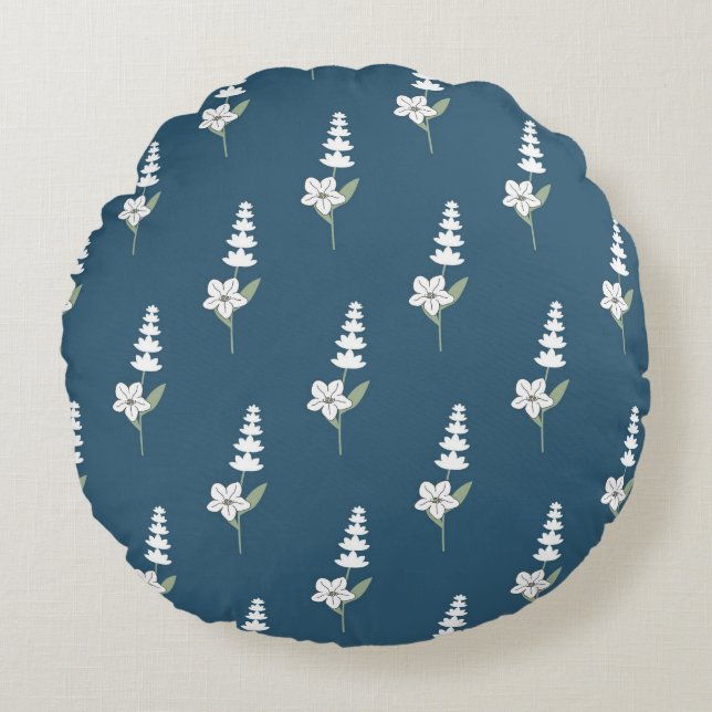 Blommigten Bohemian Botanical Mönster Rund Kudde (Framsidan)