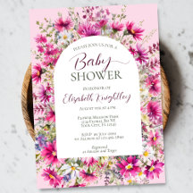 Blommigten Boho Baby Shower Bright Rosa Wildblommo