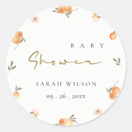 Blommigten Boho Baby Shower för Elegant med mjuk O Runt Klistermärke