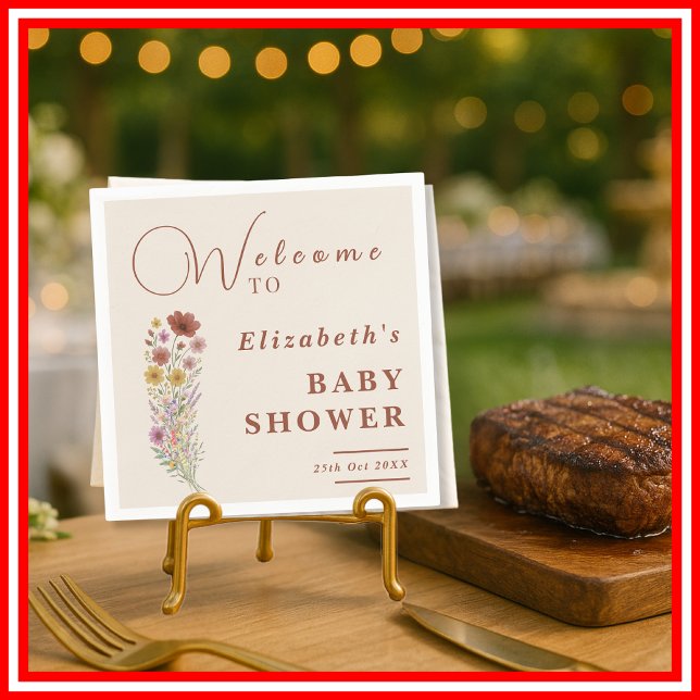 Blommigten Boho Baby Shower för Wildblommor Burnt  Pappersservett (Skapare uppladdad)