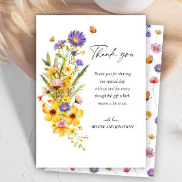 Blommigten Boho Baby Shower för Wildblommor Elegan Tack Kort