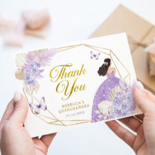 Blommigten Boho Lilac Geometric Butterfly Quinceañ Tack Kort