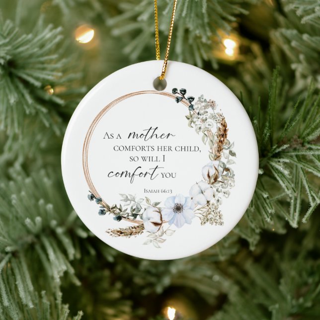 Blommigten Boho Pampas Grass Bible Verse God Scrip Julgransprydnad Keramik (Träd)