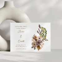 Blommigten Boho Rustic Nature Plum Spara datumkort
