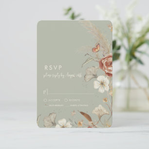Blommigten BOHO Sage Grönt Bröllop OSA Kort