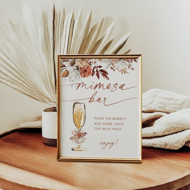 Blommigten Boho Terracotta Mimosa Pub Poster (Skapare uppladdad)