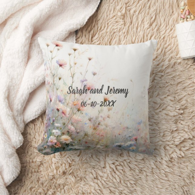 Blommigten Boho Watercolor Wildblomma Personalize Kudde (Filt)