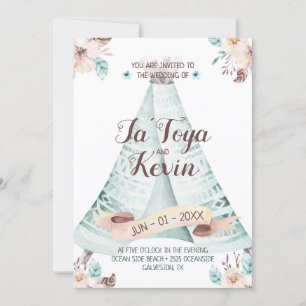 Blommigten Boho Wedding Investigation Watercolor T Inbjudningar