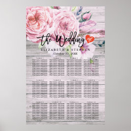 Blommigten Boho  Wood för vattenfärgsdiagram i brö Poster