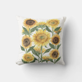 Blommigten Botaniska vattenfärgssolrosblommor, som Kudde