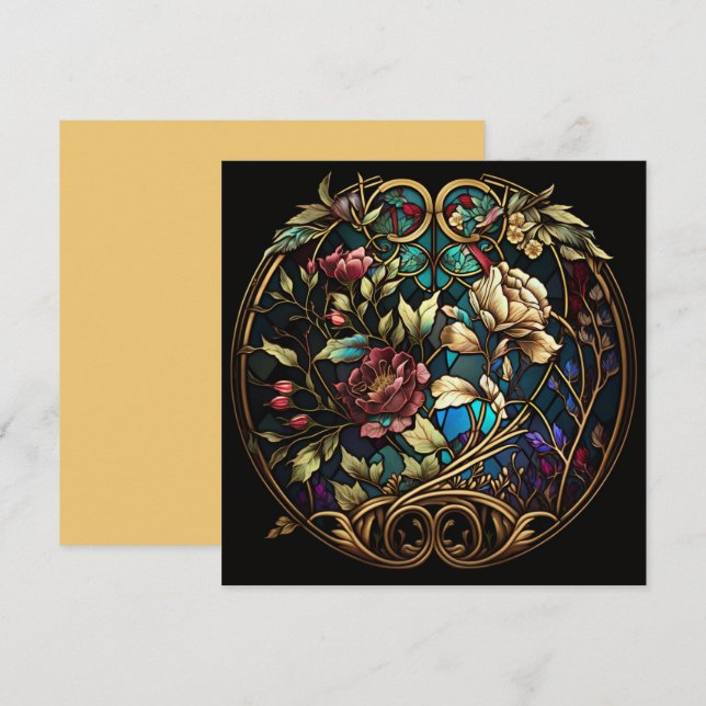 Blommigten Bouquet av fastfärgat glas (Fram/baksida)