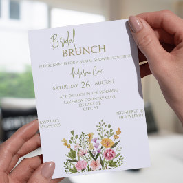 Blommigten Bouquet BridaI Brunch, färgämne Inbjudningar
