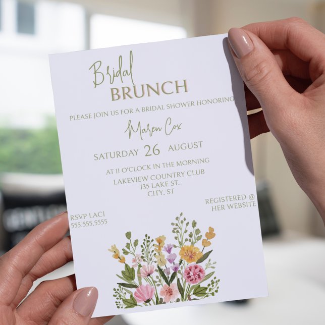 Blommigten Bouquet BridaI Brunch, färgämne Inbjudningar (Colorful Watercolor Floral Bouquet BridaI Brunch Invitation
)
